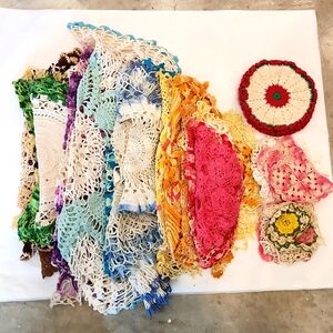 Lot of Vintage Colorful Crochet Pieces